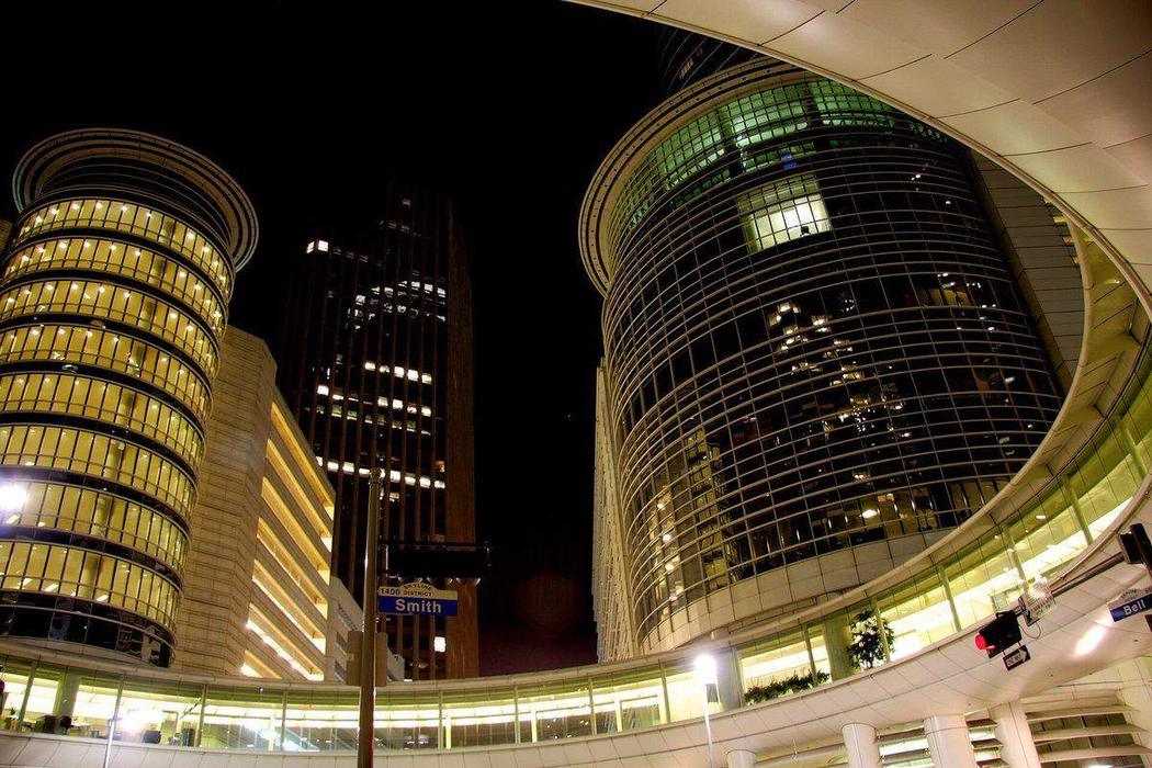 The Enron towers in downtown Houston
