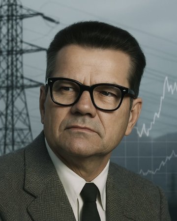 AI-generated illustration representing Fred C. Schweppe, not a photograph